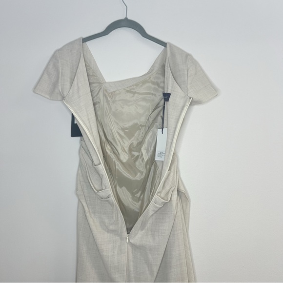 Talbot Runhof Cream draped wool-blend voile midi Dress Size 10 US / 40 D - Picture 10 of 11